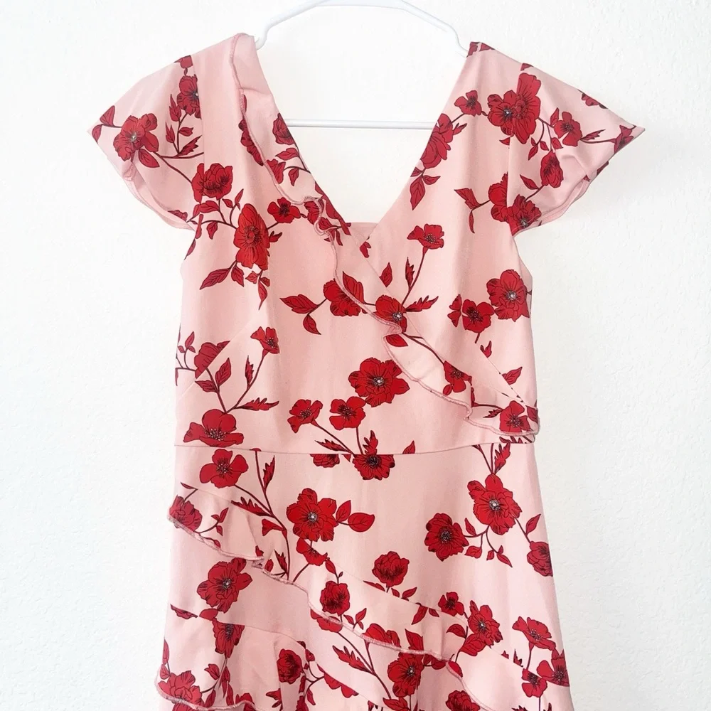 Adrianna Papell Living Blooms‎ Ruffle Flare Midi Floral Dress Size 2 - Picture 4 of 9